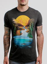 Gone Fishing - Multicolor on Heather Black Triblend Mens T Shirt ...