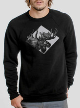 Moose - White on Black Men's Sweatshirt - Curbside Clothing