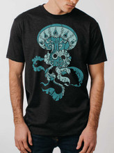 Jellyfish - Multicolor on Heather Black Triblend Mens T Shirt
