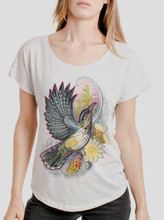 Cactus Wren - Multicolor on Heather White Triblend Womens Dolman T