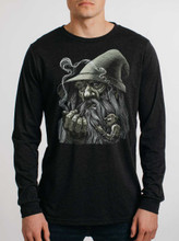 Wizard - Multicolor on Heather Black Triblend Men's Long Sleeve