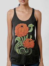 Flowers Nouveau - Multicolor on Heather Black Triblend Womens