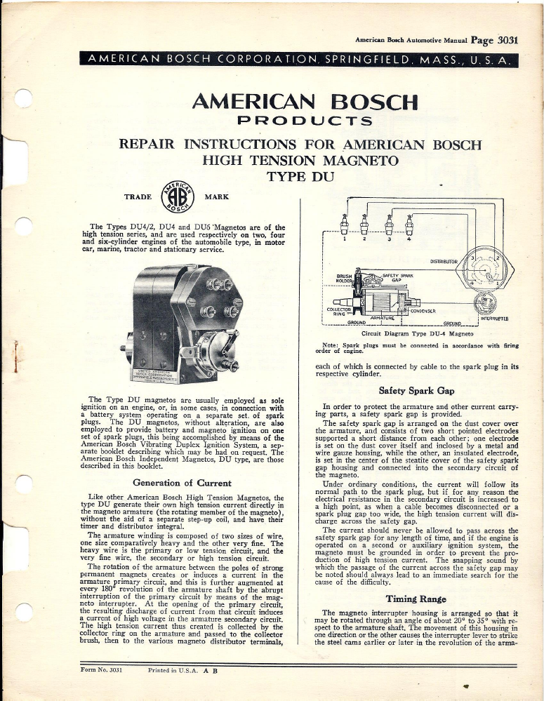 American Bosch DU Series Magneto Service Manual