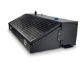 The AT44RWB, the 44 gallon auxiliary tank and wedgebox combo. Designed for Hauler & Flatbeds. Made by: Aluminum Tank & Tank Accessories, Inc. Call us today at 1-800-773-3047. (Shown with optional gloss black powdercoat & Diesel Transfer Only Option).