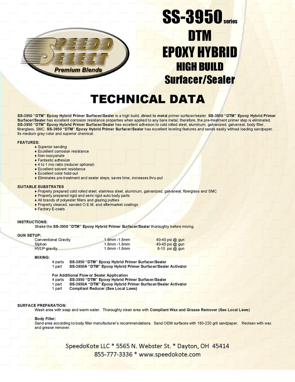 DTM Epoxy Hybrid Hi-build Primer Surfacer Sealer BLACK Gallon Kit