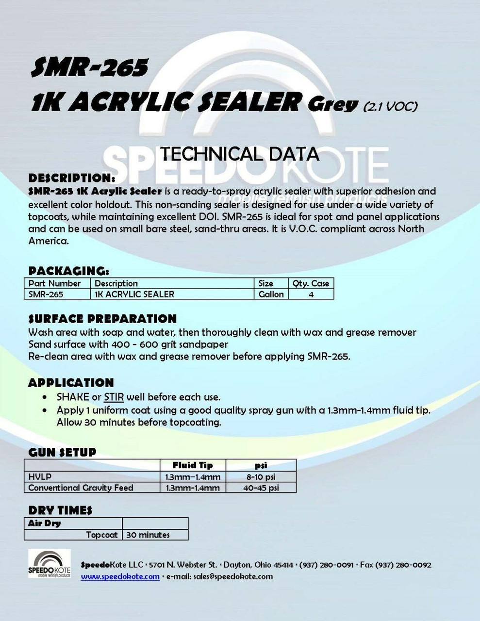 Acrylic Fast Dry 2.1 voc 1K Sealer Gray, one Gallon , SMR-265