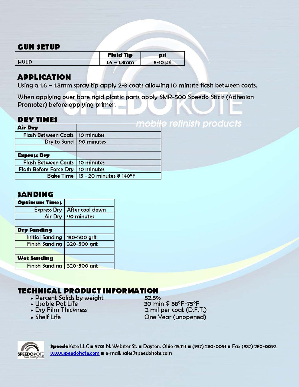 Automotive 2.1 Low VOC 2K Urethane Primer WHITE Gallon Kit, SMR-221W/222
