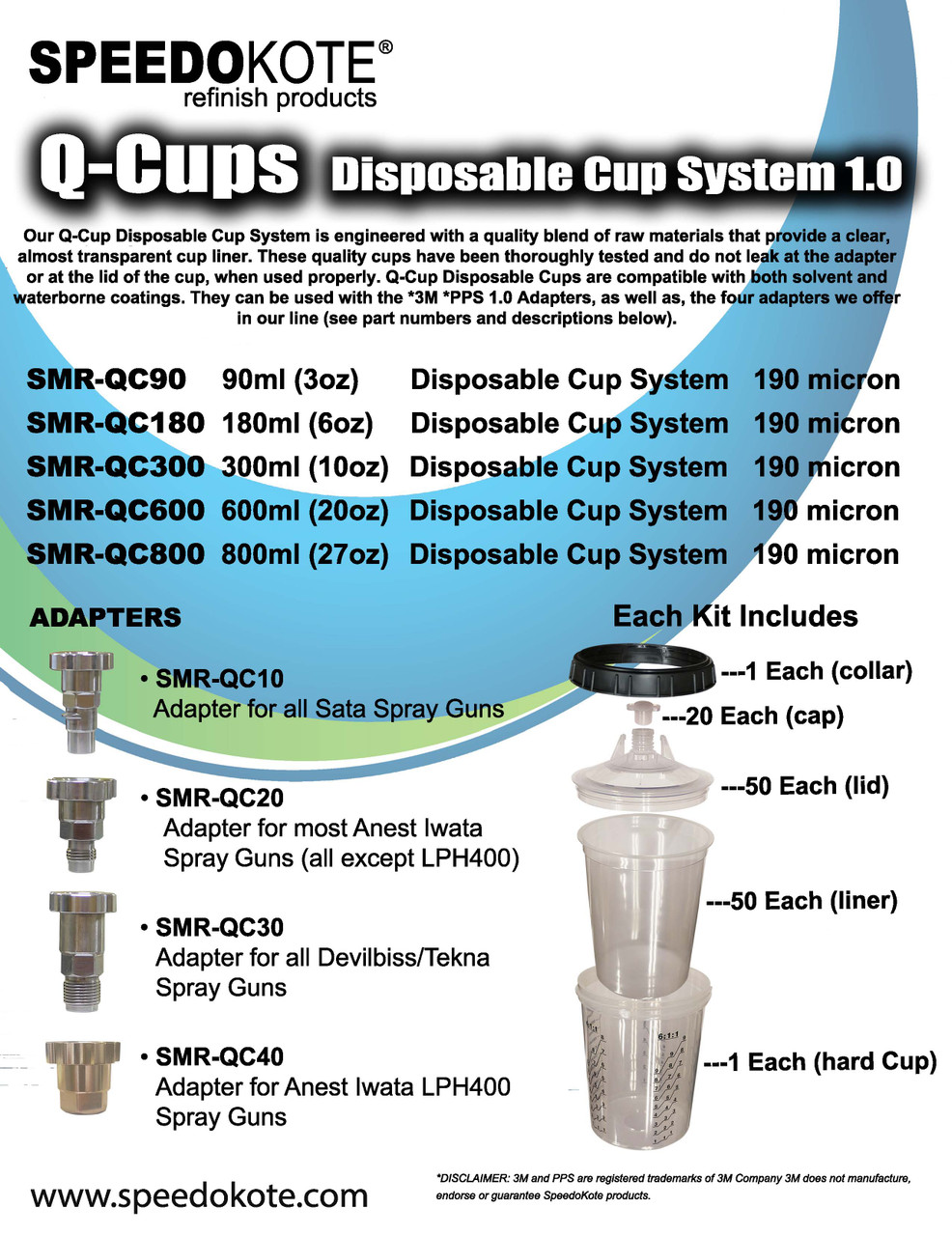 Speedokote Q-Cup 300ml Disposable Liner Cup System, 190 micron, Requires Adapter