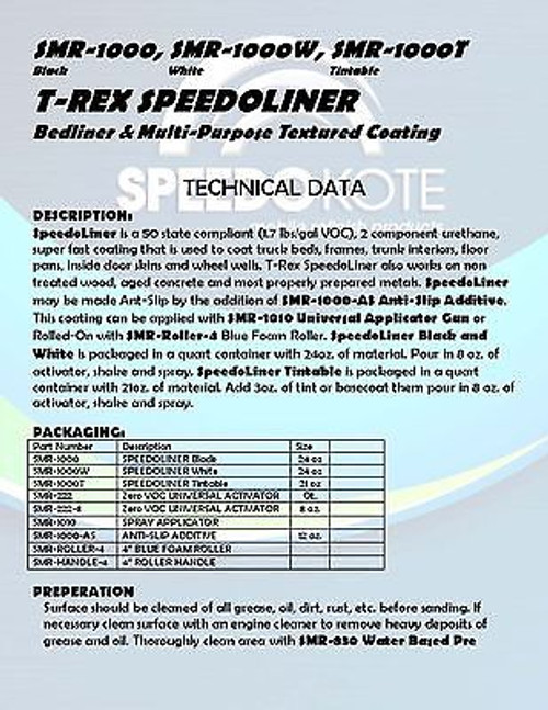 SMR-1000TROLL-K4 T-Rex Tintable Roll On Truck Bed Liner, Urethane, 4 quart kit