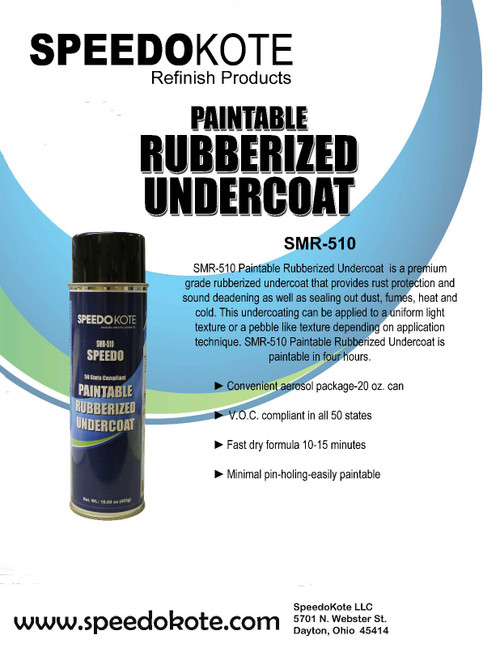 Paintable Rubberized Black Undercoat , Automotive Grade, 16 oz. Aerosol, SMR-510