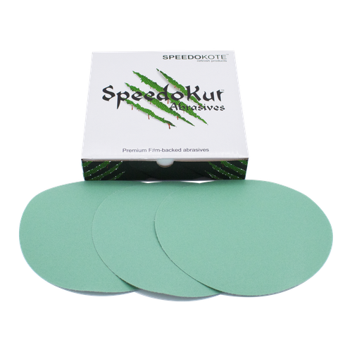 Automotive Sandpaper 500 grit, Premium Film Backed Abrasive, 6 inch Hook & Loop Discs, 25 pack SpeedoKut Abrasives