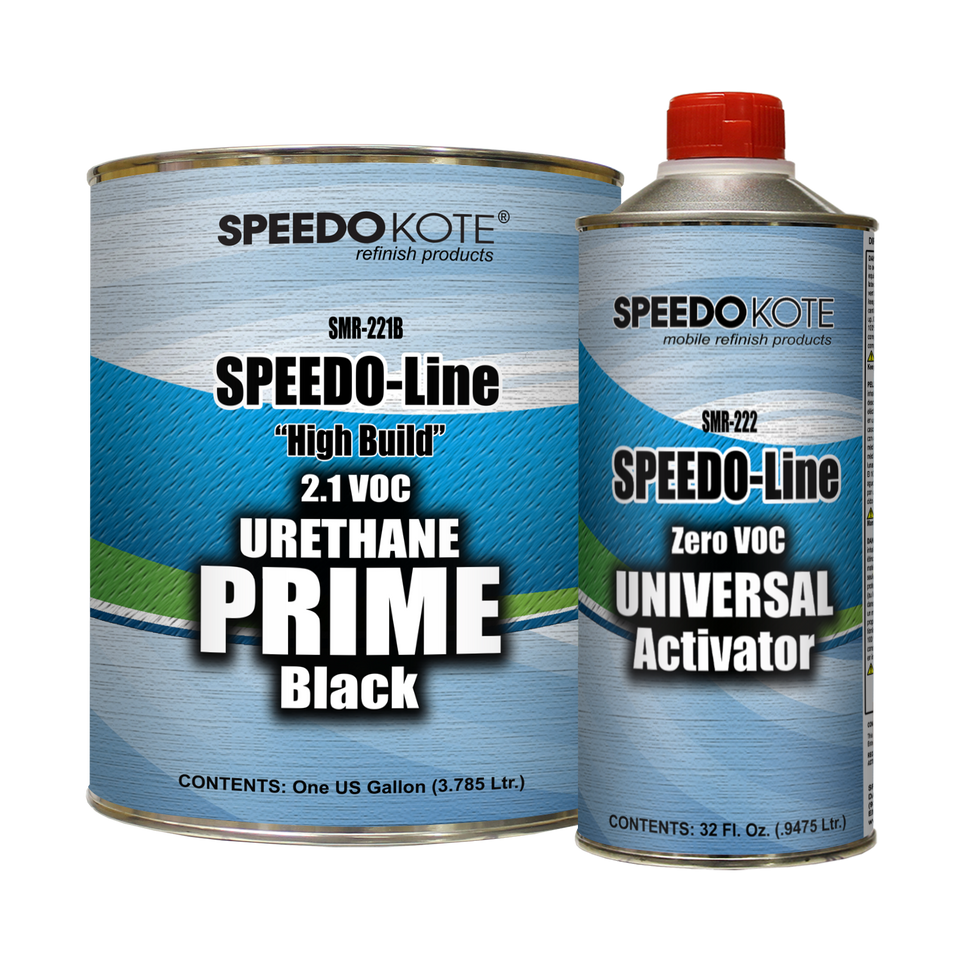 BLACK Automotive 2.1 Low VOC 2K Urethane Primer Black Gallon Kit, SMR