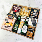 Men’s birthday or Super Bowl gift basket with craft beer and gourmet snack selection