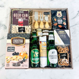 Kickoff Snacks & Beer Basket with gourmet savoury snacks