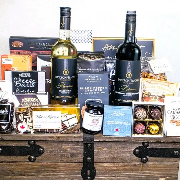 gourmet food + wine basket