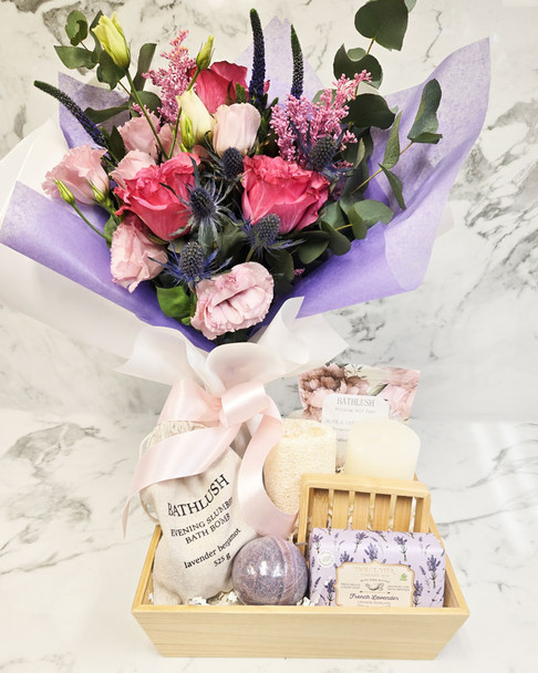 Flowers and Spa gift basket