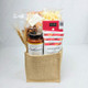 Thanksgiving Gift Basket with gourmet cheese biscuits, popcorn, pretzels, nuts and chocolate Oakville