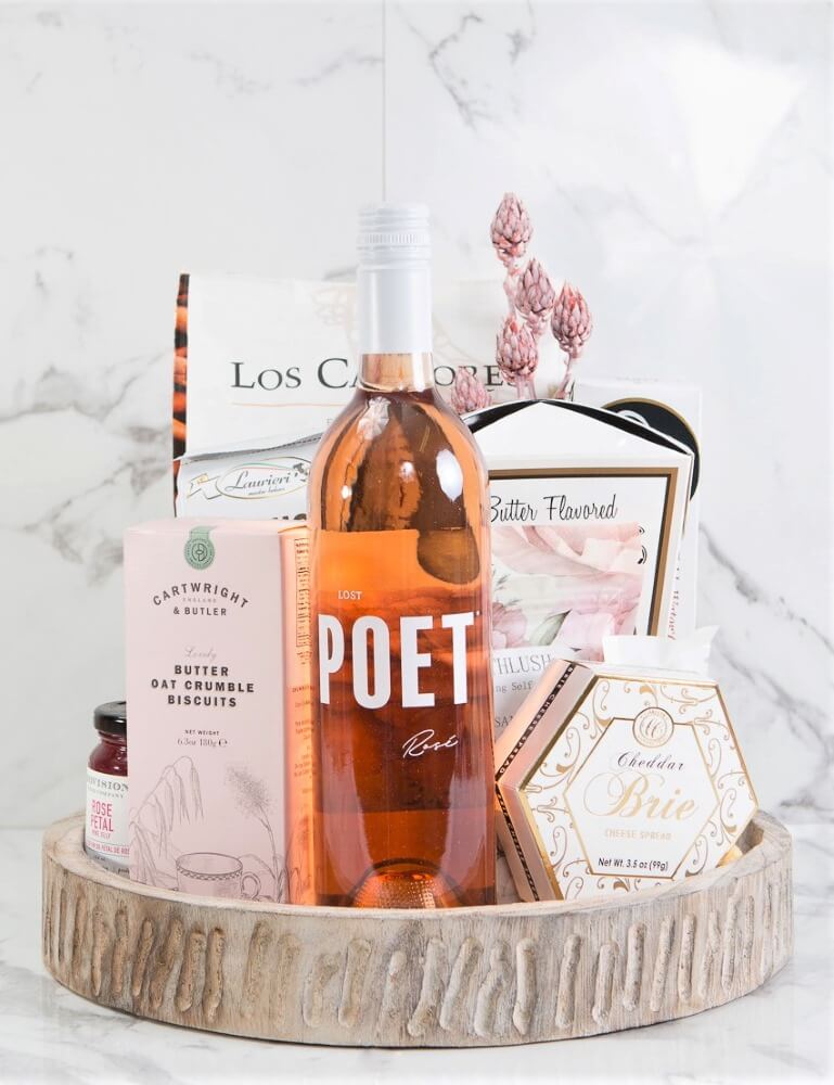 Rose Wine Gift Basket Delivery