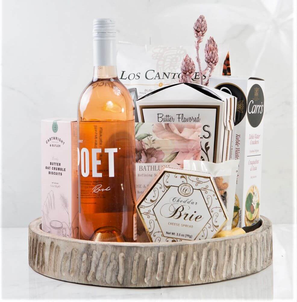 Rose Wine Gift Basket Delivery