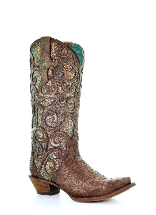 Corral Womens Studded Purple Glitter 