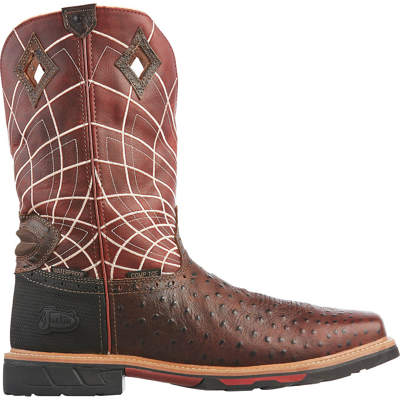 Justin Men\'s Brown 13D NWT Derrickman Ostrich EH Composite Toe Wellington Boots se4835 Men main image 3