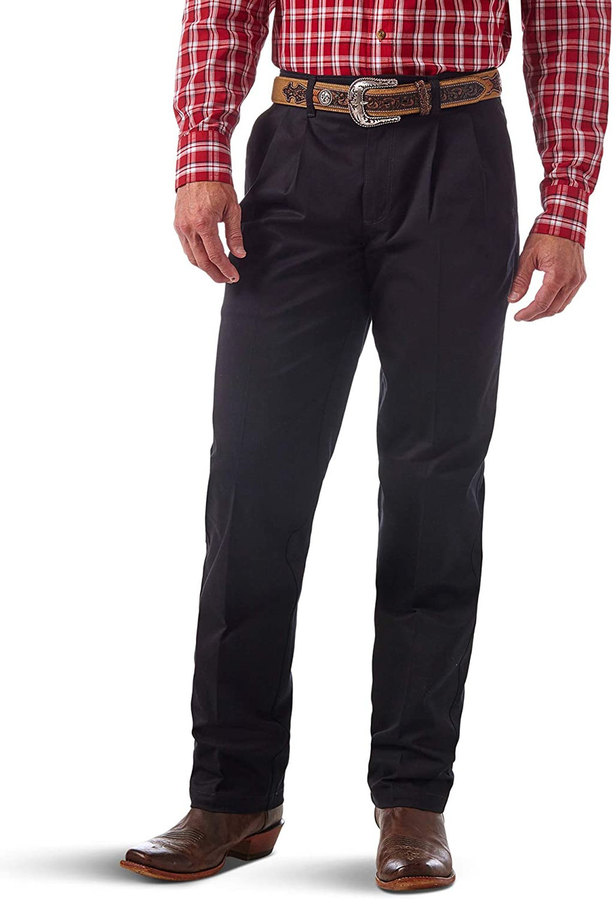 Wrangler Men's Black Pleated Front Relaxed Fit Wrinkle Resistant Casual  Pants - 00097BK - Leon River Mercantile