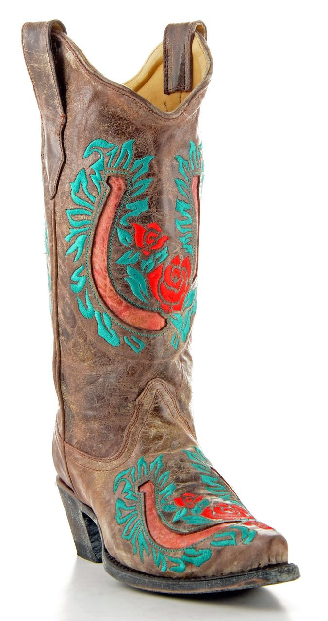 cowgirl boots with teal stitching