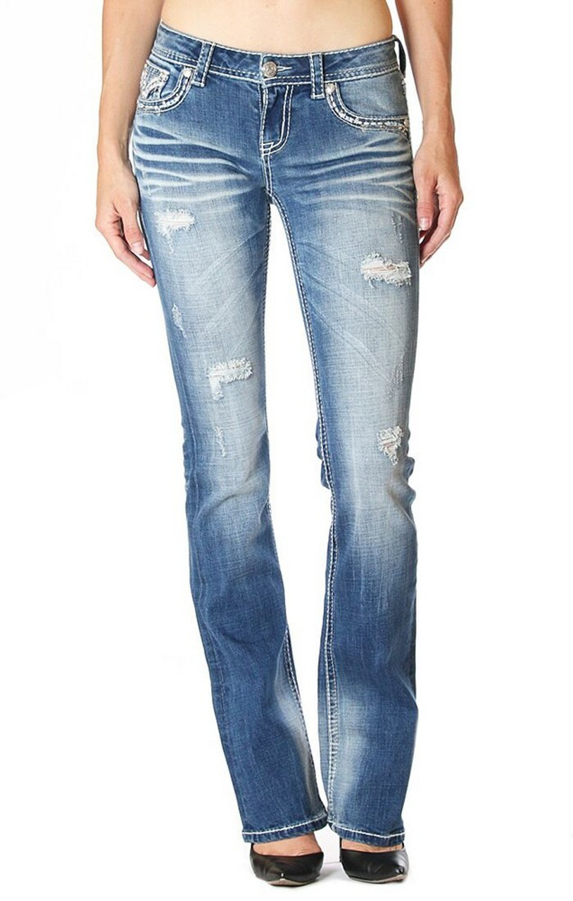 ladies distressed jeans