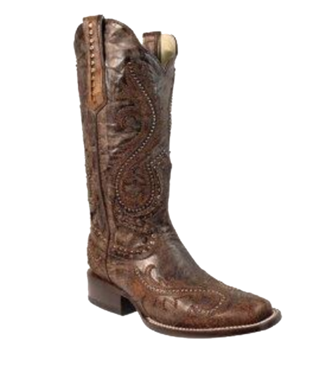 CORRAL WOMEN'S COPPER THUNDERBIRD STUDDED HARNESS BOOTS - ROUND TOE - Leon  River Mercantile