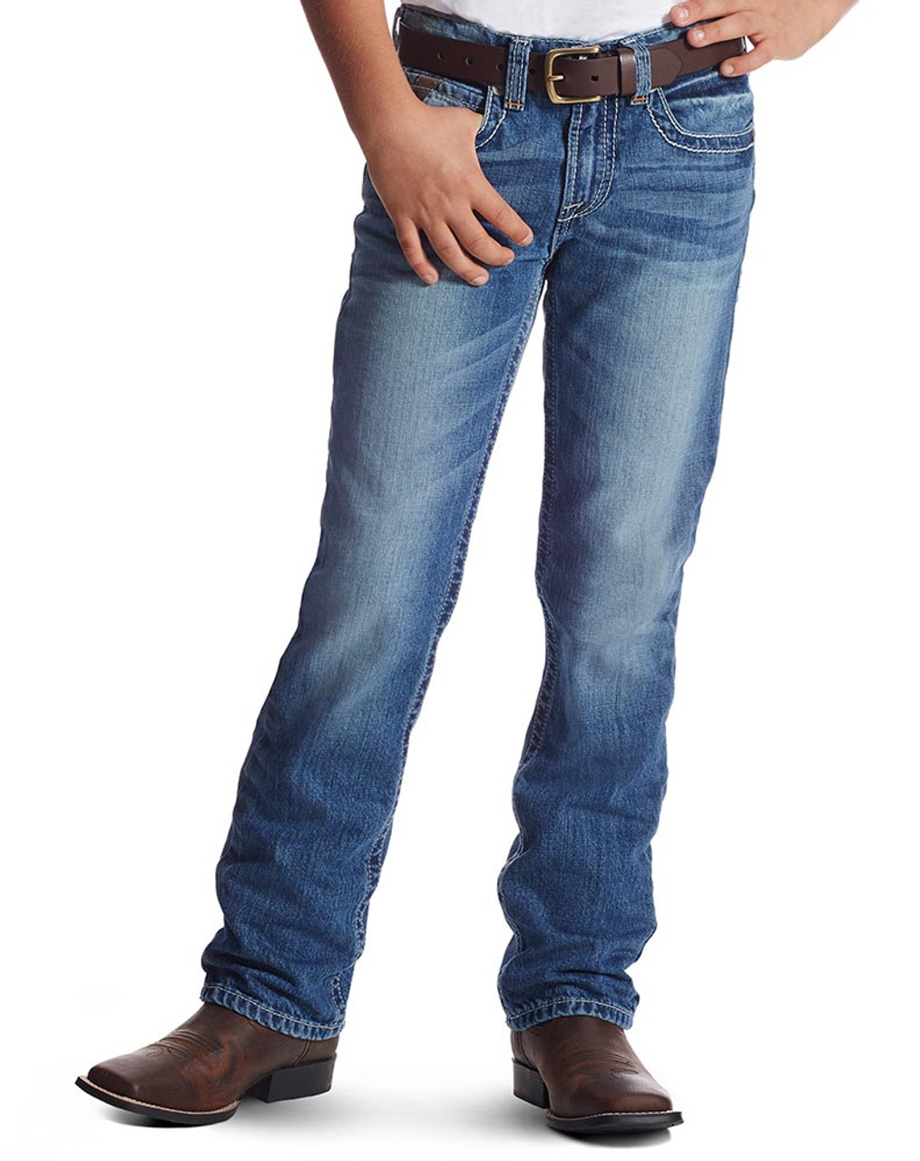 medium wash straight leg jeans