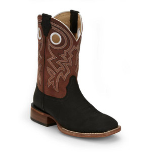 Justin Men's Big News J 11" Black Wide Square Toe Western Boot - FN7022