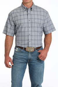 Cinch Men's Short Sleeve Plaid Button-Down Western Shirt - Gray - MTW1704153 Cinch Men's Short Sleeve Plaid Button-Down Western Shirt - Gray - MTW1704153