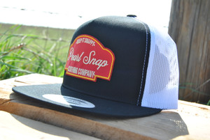 Pearl Snap Clothing Co® The "Lite Class" Flat Bill Trucker Cap Black/White - 35112