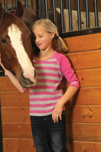 Cruel Girl® Girls' Pink and Grey Raglan Sleeve Metallic Shirt - CTK3420001 Cruel Girl® Girls' Pink and Grey Raglan Sleeve Metallic Shirt - CTK3420001
