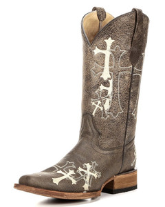Circle G by Corral Beige Side Cross Square Toe Circle G by Corral Beige Side Cross Square Toe