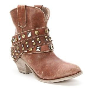 Women's Corral Cognac Studded Stap Shortie Cowgirl Boots - P5042 Women's Corral Cognac Studded Stap Shortie Cowgirl Boots - P5042