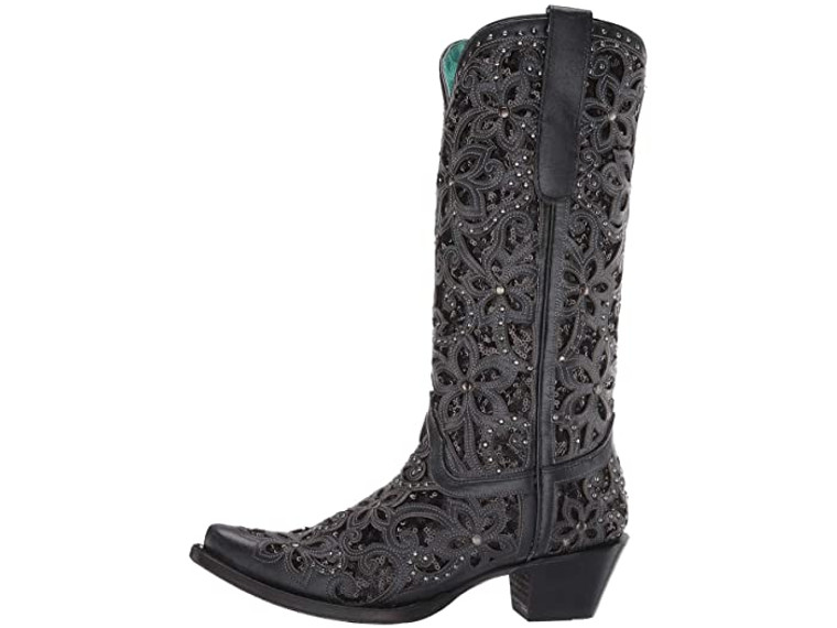  Corral Ladies Black Inlay Embroidery & Studs Boots  - A3752