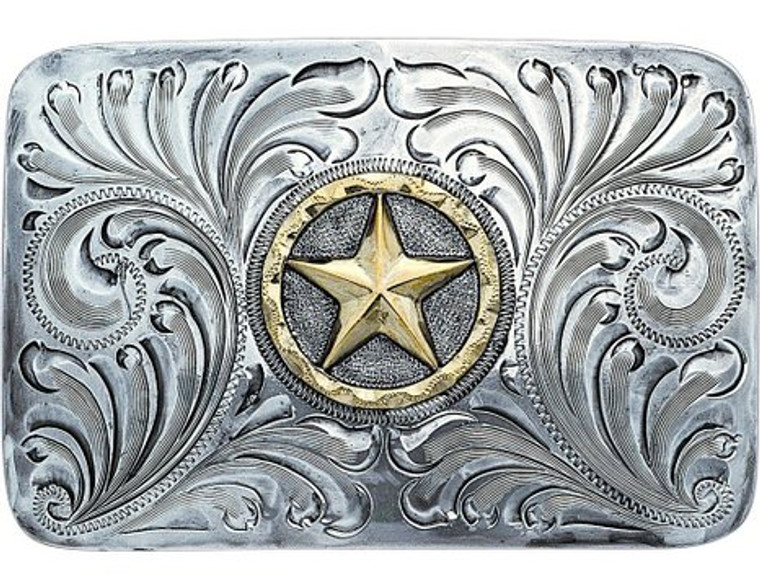 Bar V Western Mens Belt Buckle Marshall Antique Disc Silver - 380-026