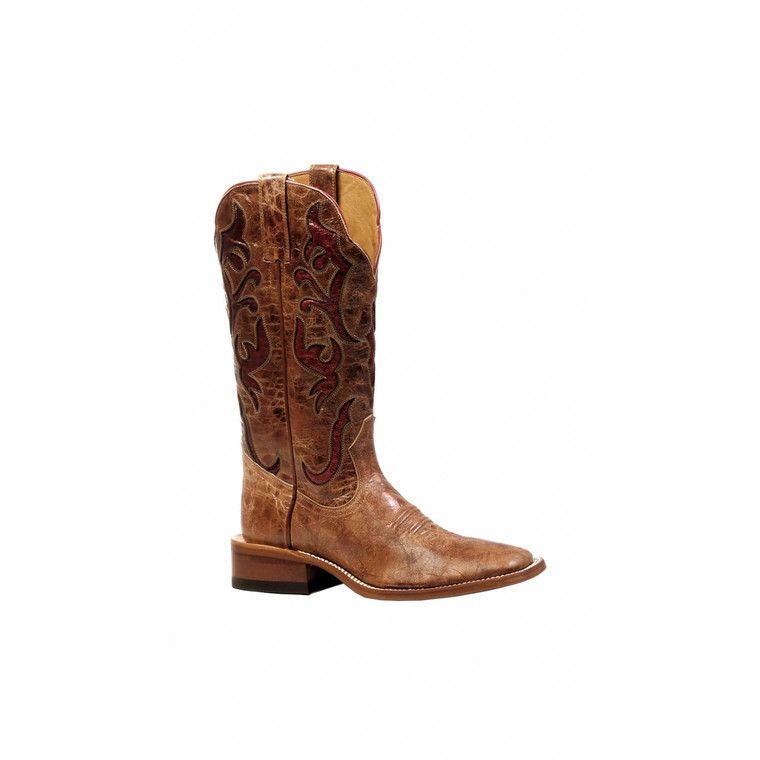 Women's- Boulet_ - Brown with Red Inlay- Square Toe 