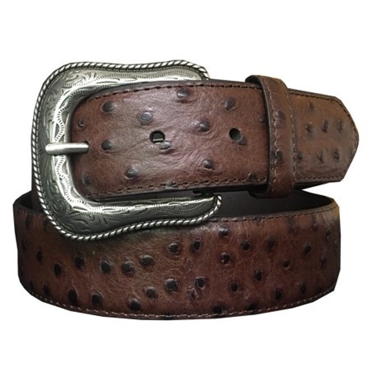 G-BAR-D Western Belt Mens Ostrich Print Silver Finish Buckle - 9501500BR