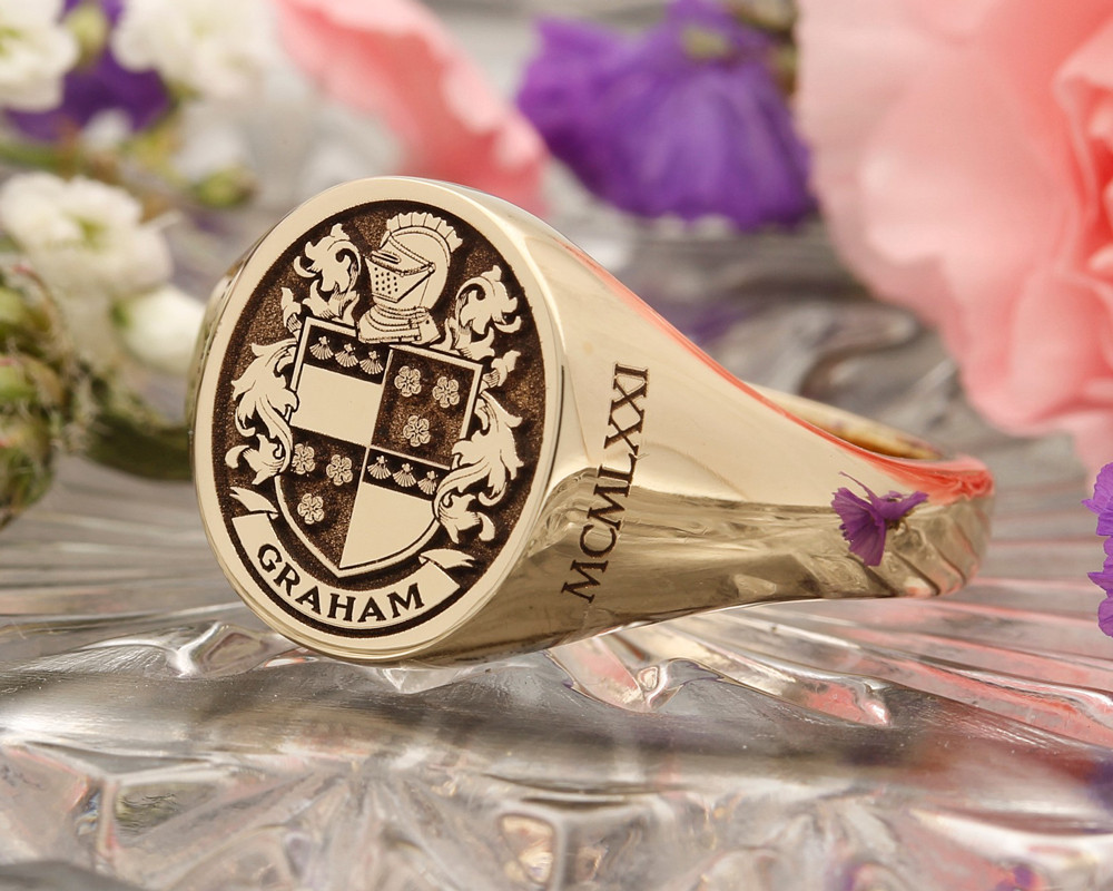 Graham Family Crest Signet Ring - MyPersonalJewellery