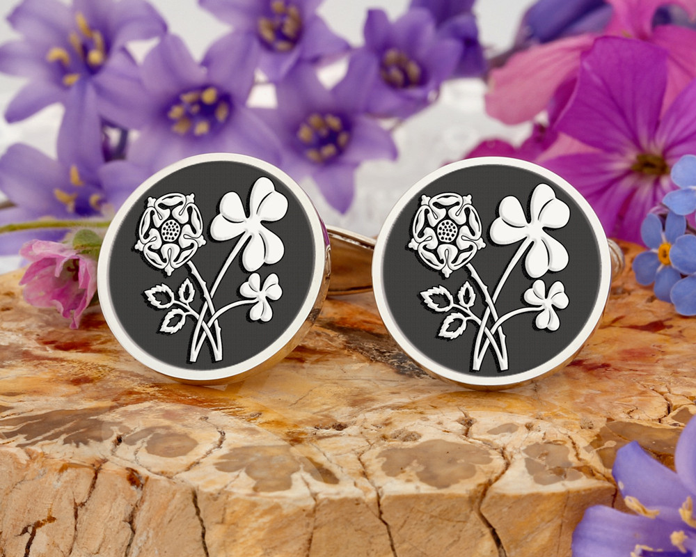English Rose - Irish Shamrock Cufflinks - Silver or Gold