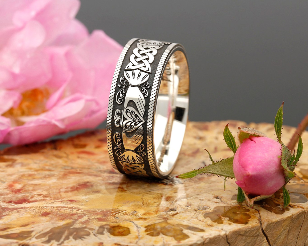 Celtic Knot Girls Claddagh Ring Rope Knot Traditional Irish Celtic