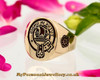 Wood Scottish Clan Signet Ring (example 9ct gold positive engraving)