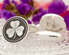 Irish Shamrock silver cufflinks with border