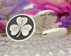 Irish Shamrock silver cufflinks negative aged no border