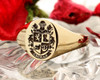 Crerar Family Crest Engraved Signet Ring in Silver or Gold, choice of mantles, helmets and styles