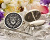 Indian Lion Engraved Silver Cufflinks, Personalised