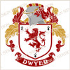 Dwyer Family Crest Ireland Instant Digital Download, Vector pdf in full colour and black and white.