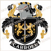 Carroll Irish Family Crest, pdf vector download, file in full colour and black and white.